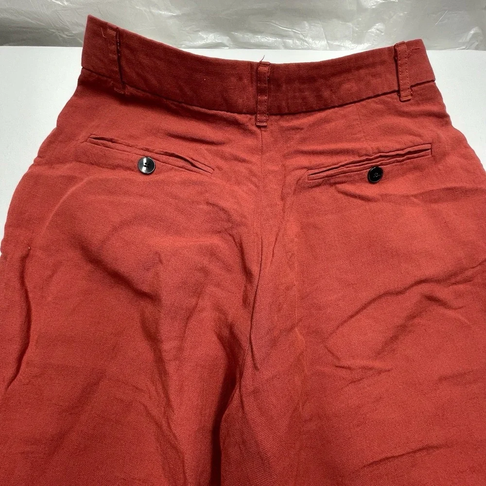 Zara Women's Linen‎ Blend Pants Medium Wide Leg Red